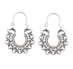 92.5 Sterling Silver Earrings Bali Filigree Heart Drop Dangler