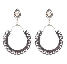 92.5 Sterling Round Floral Filigree Wheel Stud Danglers