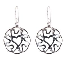 92.5 Sterling Silver Earrings Heart Design Danglers