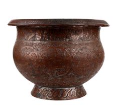 Copper Pot And Planter Engraved Tribal Flower Design