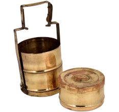 Brass Tiffin Box Three Container Thick Frame Decorative Kitchenware