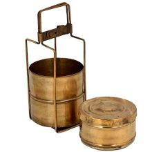 Brass Tiffin Box With Three Storage Box Thin Frame and Lock
