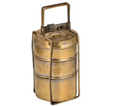 Tall Brass Tiffin Box Three Level Or Container Thin Frame Indian Locking System