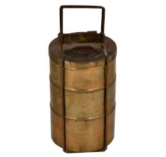 Brass Three Tier Tiffin Box Kitchen Collectable