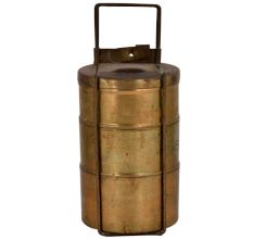 Brass Three Tier Tiffin Box Kitchen Collectable