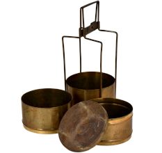Brass Three Tier Tiffin Box Kitchen Collectable