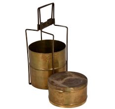 Brass Three Tier Tiffin Box Kitchen Collectable