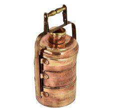 Brass Tiffin Box Three Storage Additional Small Box And Thick Metal Frame