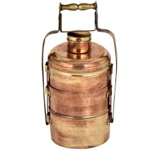 Brass Tiffin Box Three Storage Additional Small Box And Thick Metal Frame