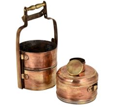 Brass Tiffin Box Three Storage Additional Small Box And Thick Metal Frame