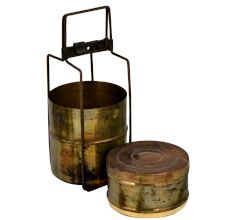 Brass Three Tier Tiffin Box Thin Brass Strap Frame And Frame