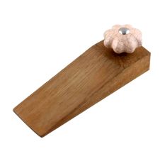 Baby Pink Crackle Ceramic Melon Wooden Door Stopper