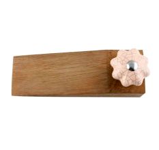 Baby Pink Crackle Ceramic Melon Wooden Door Stopper