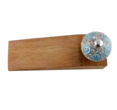 Blue Circles Crackle Ceramic Wooden Door Stopper