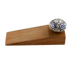 Blue Decorative Crackle Ceramic Wooden Door Stopper