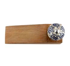 Blue Decorative Crackle Ceramic Wooden Door Stopper