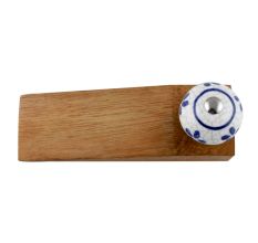 Blue Flower Crackle Ceramic Wooden Door Stopper