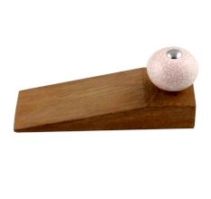 Cream Pink Crackle Crackle Wooden Door Stopper
