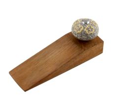 Light Yellow Floral Crackle Wooden Door Stopper