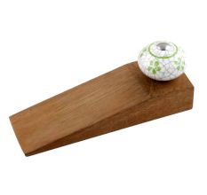 Lime Floral Crackle Ceramic Wooden Door Stopper