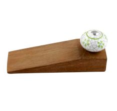 Lime Floral Crackle Ceramic Wooden Door Stopper