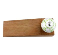 Lime Floral Crackle Ceramic Wooden Door Stopper