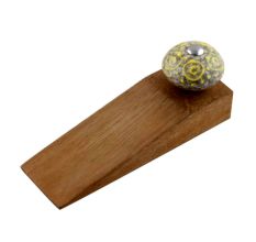 Mixed Circular Crackle Ceramic Wooden Door Stopper