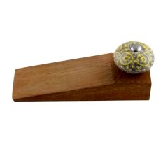 Mixed Circular Crackle Ceramic Wooden Door Stopper