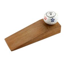 Mixed Floral Crackle Ceramic Wooden Door Stopper