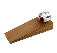 Multicolor Leaf Crackle Ceramic Wooden Door Stopper