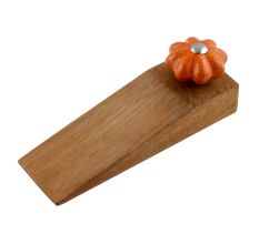 Orange Crackle Melon Ceramic Wooden Door Stopper