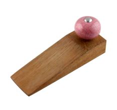 Pink Black Crackle Ceramic Wooden Door Stopper
