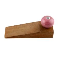 Pink Black Crackle Ceramic Wooden Door Stopper