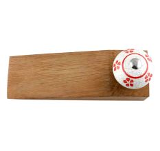 Red Floral Crackle Wooden Door Stopper