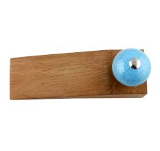 Sky Blue Crackle Ceramic Wooden Door Stopper
