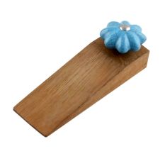 Turquoise Crackle Ceramic Wooden Door Stopper