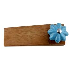 Turquoise Crackle Ceramic Wooden Door Stopper