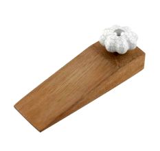 White Crackle Ceramic Melon Wooden Door Stopper