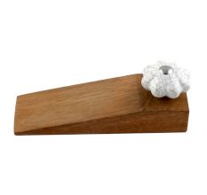 White Crackle Ceramic Melon Wooden Door Stopper