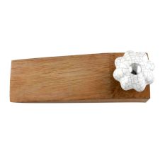 White Crackle Ceramic Melon Wooden Door Stopper