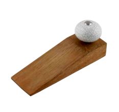 White Crackle Ceramic Wooden Door Stopper