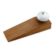 White Turquoise Ceramic Crackle Wwoden Door Stopper