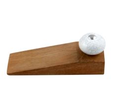 White Turquoise Ceramic Crackle Wwoden Door Stopper