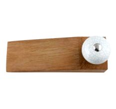 White Turquoise Ceramic Crackle Wwoden Door Stopper