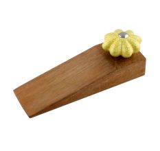 Yellow Crackle Ceramic Wooden Door Stopper