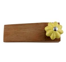 Yellow Crackle Ceramic Wooden Door Stopper