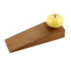 Yellow Pink Crackle Ceramic Wooden Door Stopper