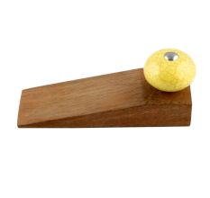 Yellow Pink Crackle Ceramic Wooden Door Stopper