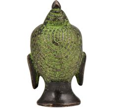 Brass Buddha Head Statue With Eyes Closed Green Patina Finish