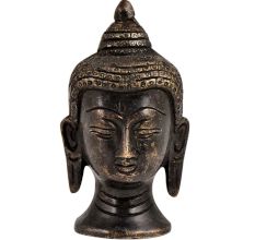 Black Brass Buddha Head Meditation Statue